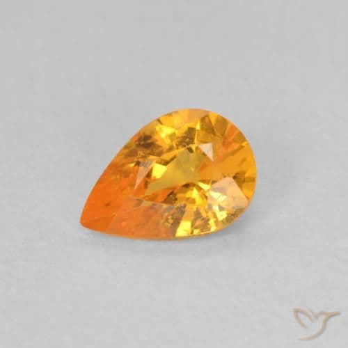 0.44ct Natural Bright Orange Sapphire, Pear Shape, 5.8x4 mm