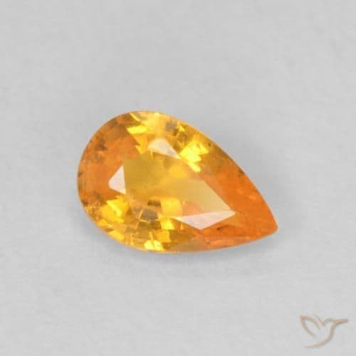 0.54ct Medium Orange Sapphire, Pear Shape, 6.3x4.1 mm
