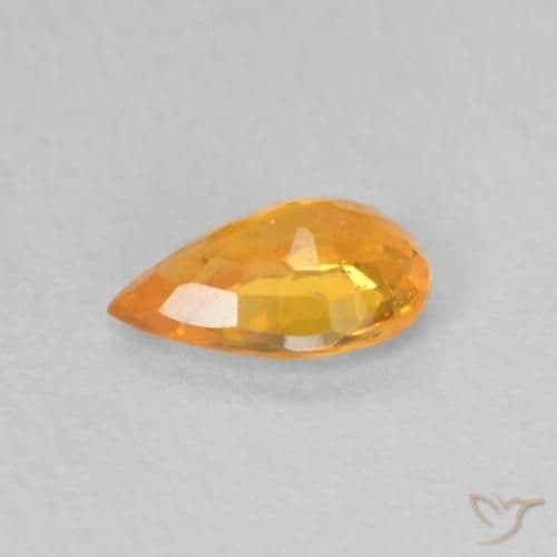 0.54ct Medium Orange Sapphire, Pear Shape, 6.3x4.1 mm