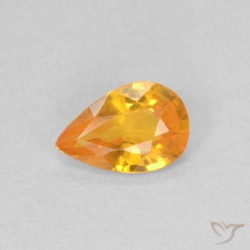 0.40ct Apricot Orange Sapphire, Pear Shape, 5.9x3.9 mm