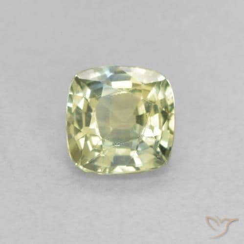 0.48ct Yellowish Green Sapphire, Cushion Cut, 4.2x4.2 mm