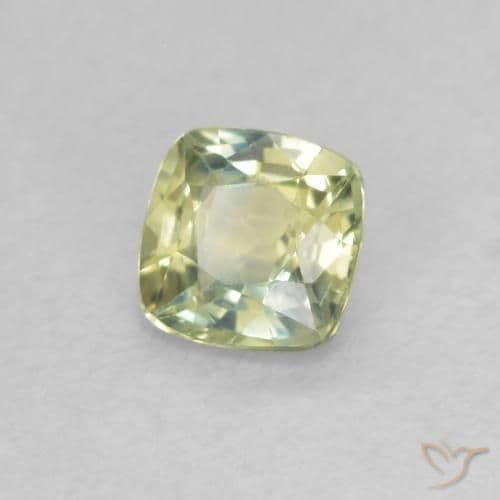 0.48ct Yellowish Green Sapphire, Cushion Cut, 4.2x4.2 mm
