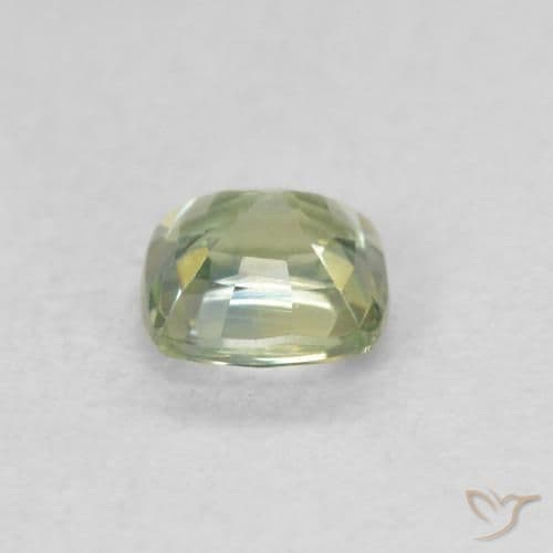 0.48ct Yellowish Green Sapphire, Cushion Cut, 4.2x4.2 mm