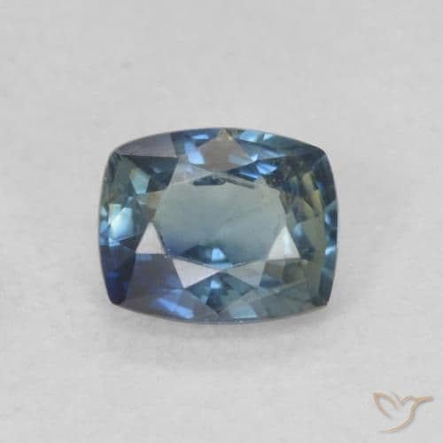 0.79ct Medium Blue Green Sapphire, Cushion Cut, 5.8x4.7 mm