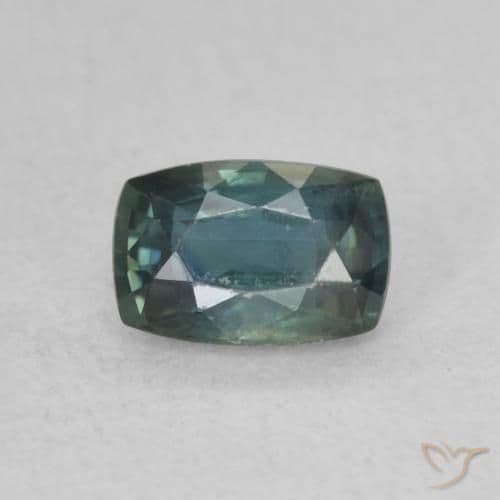 0.78ct Deep Blue Green Sapphire, Cushion Cut, 6.1x4.1 mm