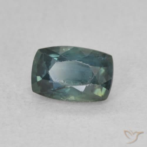 0.78ct Deep Blue Green Sapphire, Cushion Cut, 6.1x4.1 mm