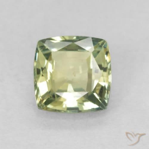 0.81ct Light Sage Green Sapphire, Cushion Cut, 5.1x5.1 mm