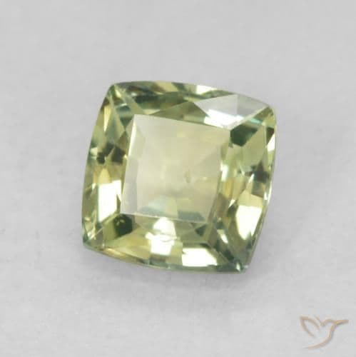 0.79ct Natural Earthy Green Sapphire, Cushion Cut, 5x4.9 mm