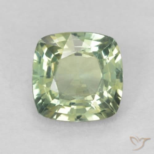 0.89ct Light Sage Green Sapphire, Cushion Cut, 5.5x5.5 mm