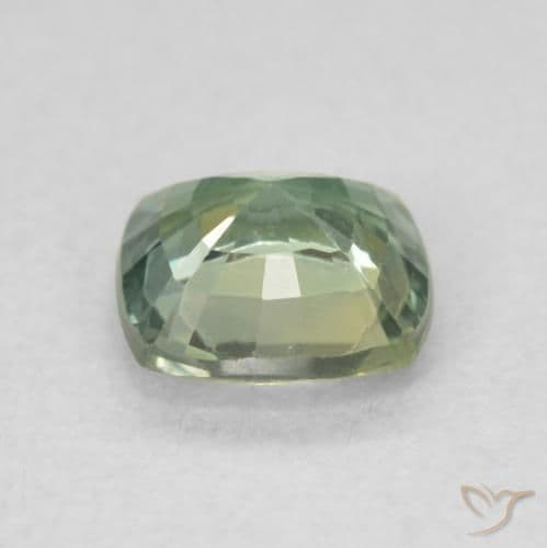 0.89ct Light Sage Green Sapphire, Cushion Cut, 5.5x5.5 mm
