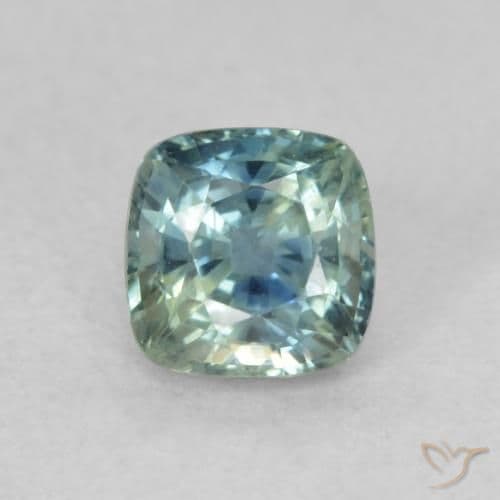 0.60ct Natural Teal Sapphire, Cushion Cut, 4.8x4.8 mm