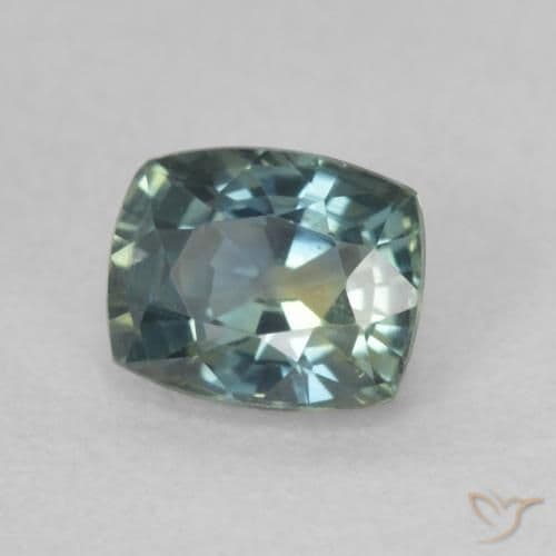 0.74ct Natural Teal Sapphire, Cushion Cut, 5.4x4.4 mm