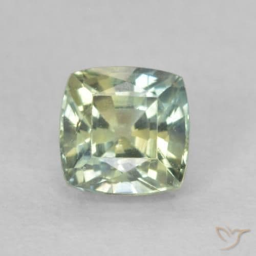 0.59ct Light Sage Green Sapphire, Cushion Cut, 4.3x4.3 mm