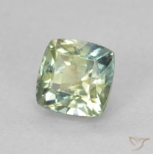 0.59ct Light Sage Green Sapphire, Cushion Cut, 4.3x4.3 mm