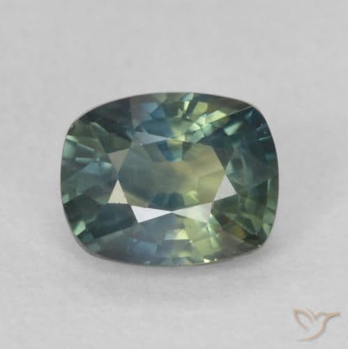 0.74ct Natural Teal Sapphire, Cushion Cut, 5.4x4.4 mm