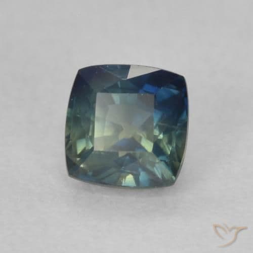 0.54ct Natural Teal Sapphire, Cushion Cut, 4.2x4.1 mm