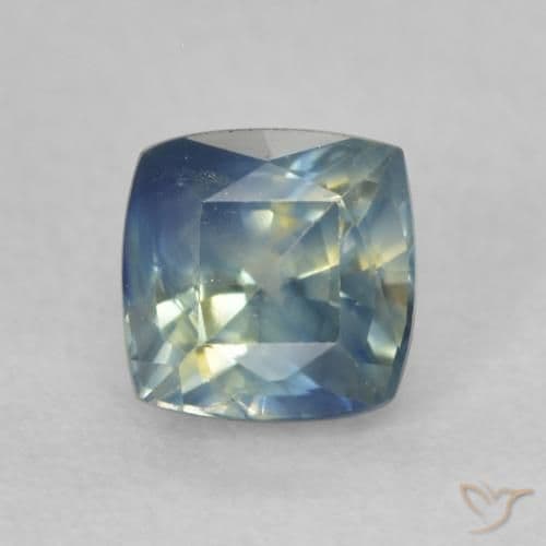 0.84ct Natural Multicolor Sapphire, Cushion Cut, 4.6x4.6 mm