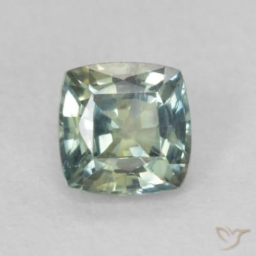 0.55ct Yellowish Green Sapphire, Cushion Cut, 4.4x4.4 mm