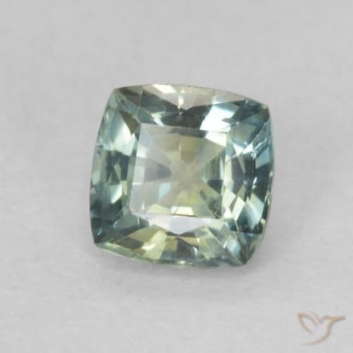 0.55ct Yellowish Green Sapphire, Cushion Cut, 4.4x4.4 mm