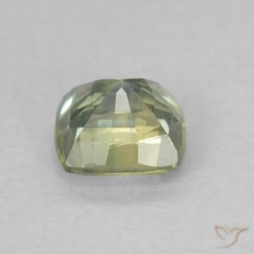 0.55ct Yellowish Green Sapphire, Cushion Cut, 4.4x4.4 mm