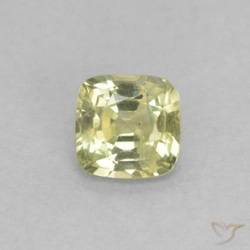 0.38ct Light Yellow Sapphire, Cushion Cut, 3.9x3.8 mm