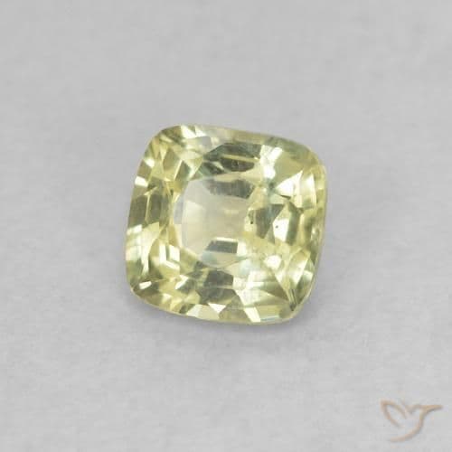 0.38ct Light Yellow Sapphire, Cushion Cut, 3.9x3.8 mm