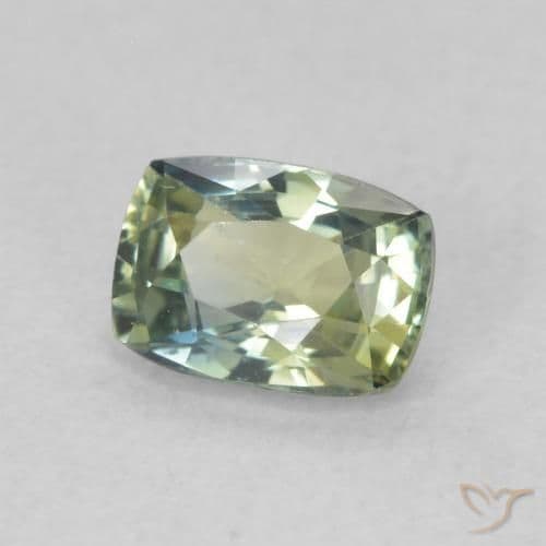 0.75ct Yellowish Green Sapphire, Cushion Cut, 5.9x4.2 mm