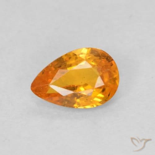 0.48ct Natural Bright Orange Sapphire, Pear Shape, 5.9x4 mm