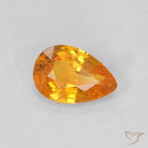 0.48ct Natural Bright Orange Sapphire, Pear Shape, 5.9x4 mm