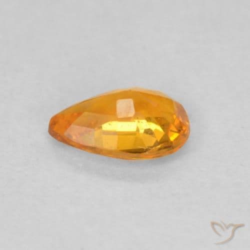 0.48ct Natural Bright Orange Sapphire, Pear Shape, 5.9x4 mm