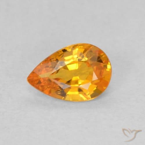 0.52ct Bright Orange Sapphire, Pear Shape, 6.1x4.1 mm