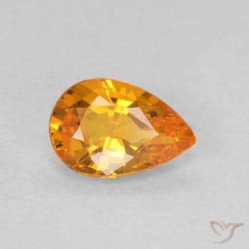 0.52ct Bright Orange Sapphire, Pear Shape, 6.1x4.1 mm