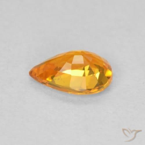 0.52ct Bright Orange Sapphire, Pear Shape, 6.1x4.1 mm