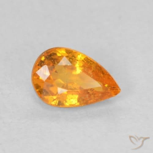0.56ct Natural Apricot Orange Sapphire, Pear Shape, 6.1x4 mm