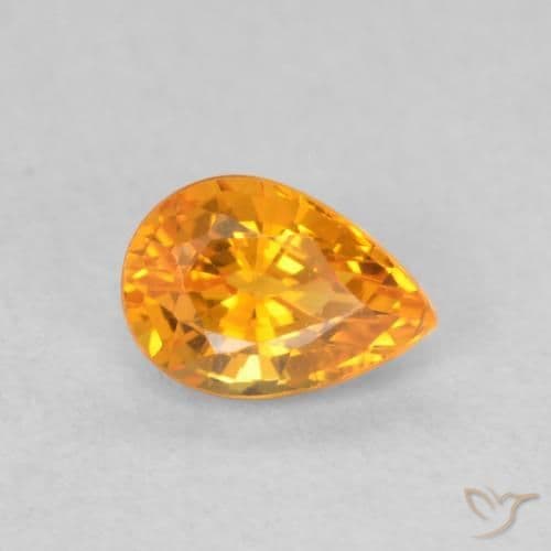 0.62ct Apricot Orange Sapphire, Pear Shape, 5.9x4.1 mm