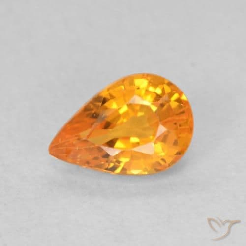 0.64ct Medium Orange Sapphire, Pear Shape, 6.3x4.3 mm
