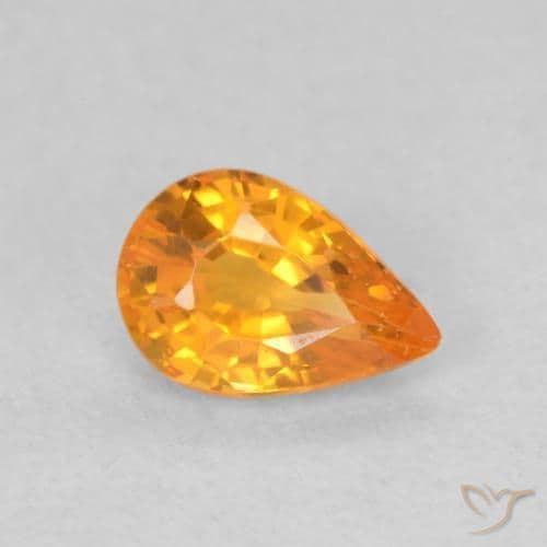 0.64ct Medium Orange Sapphire, Pear Shape, 6.3x4.3 mm