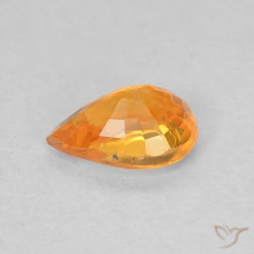 0.64ct Medium Orange Sapphire, Pear Shape, 6.3x4.3 mm