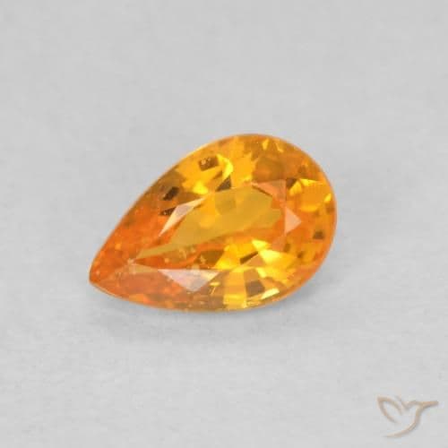 0.50ct Natural Bright Orange Sapphire, Pear Shape, 6x3.9 mm