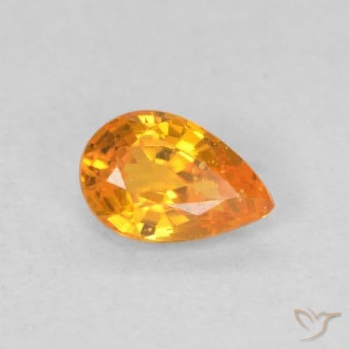 0.50ct Natural Bright Orange Sapphire, Pear Shape, 6x3.9 mm