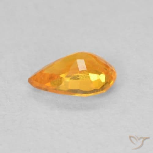 0.50ct Natural Bright Orange Sapphire, Pear Shape, 6x3.9 mm