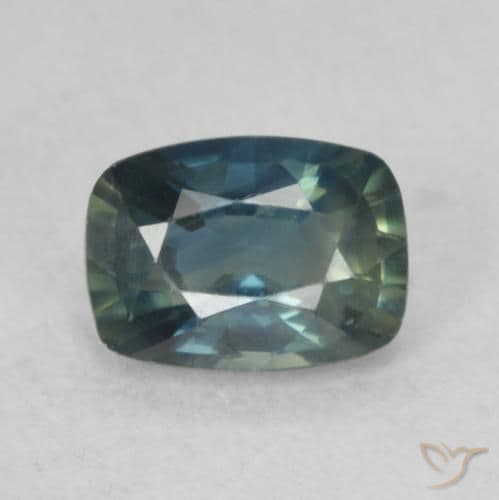 0.80ct Natural Teal Sapphire, Cushion Cut, 6.1x4.4 mm