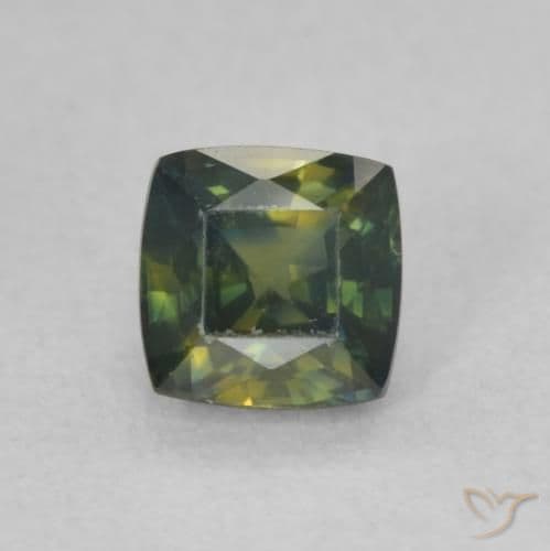 0.67ct Yellowish Green Sapphire, Cushion Cut, 4.6x4.5 mm