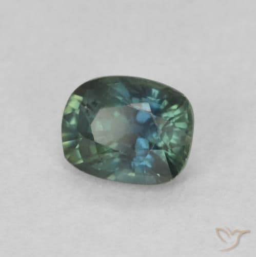0.49ct Natural Teal Sapphire, Cushion Cut, 4.9x3.9 mm