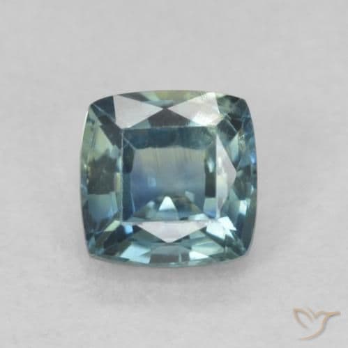 0.76ct Natural Teal Sapphire, Cushion Cut, 4.8x4.8 mm