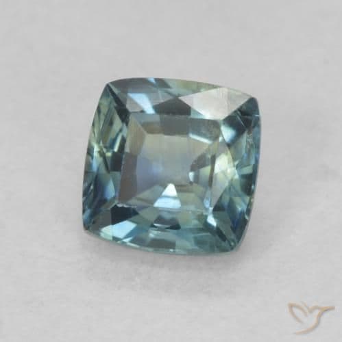 0.76ct Natural Teal Sapphire, Cushion Cut, 4.8x4.8 mm