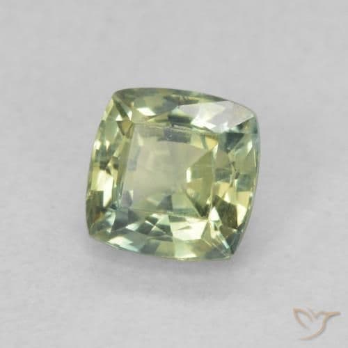 0.62ct Yellowish Green Sapphire, Cushion Cut, 4.5x4.5 mm