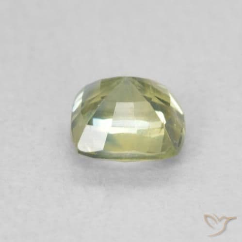 0.62ct Yellowish Green Sapphire, Cushion Cut, 4.5x4.5 mm