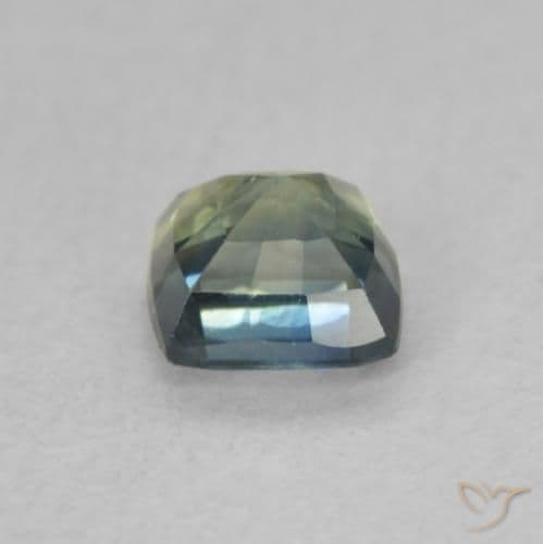 0.65ct Bluish Green Sapphire, Cushion Cut, 4.5x4.4 mm