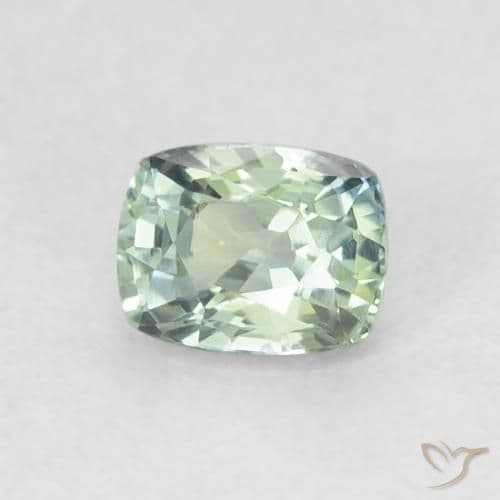 0.61ct Natural Pale Green Sapphire, Cushion Cut, 5.1x4 mm